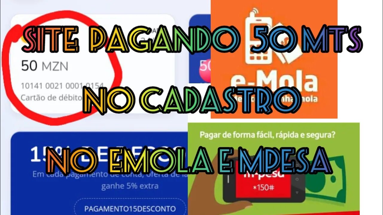 #Hosmi novo site pagando 50mts no cadastro no emola e mpesa em Moçambique