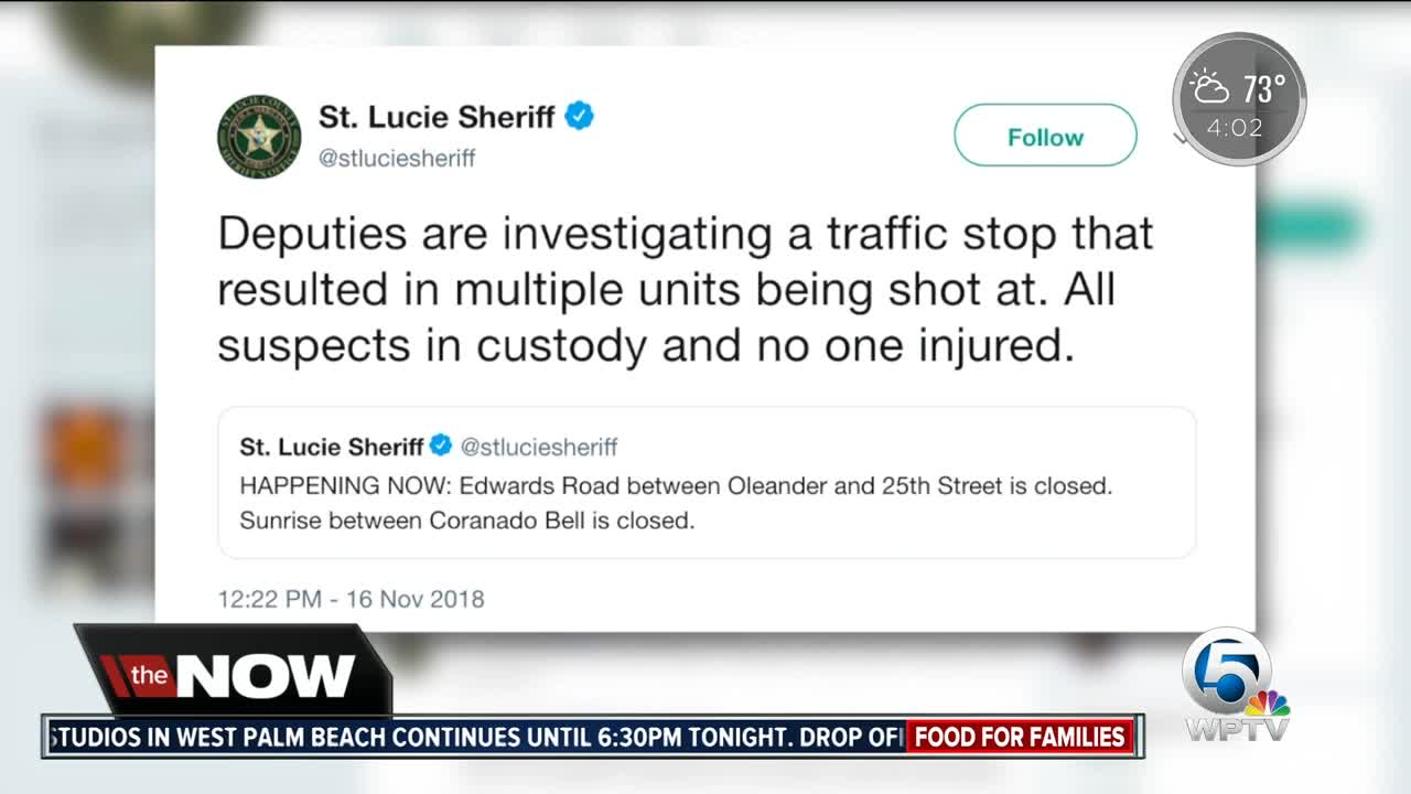 St. Lucie Co. deputies shot at during traffic stop