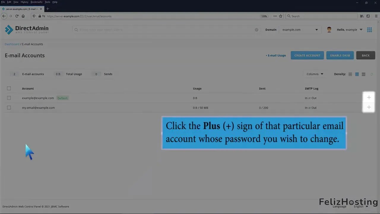 How to change the password of your email account in DirectAdmin FelizHosting