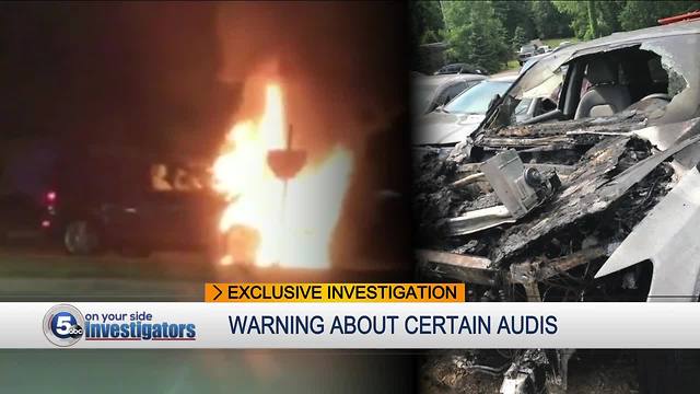 Avon man says he watched his car burst into flames, warns about Audis