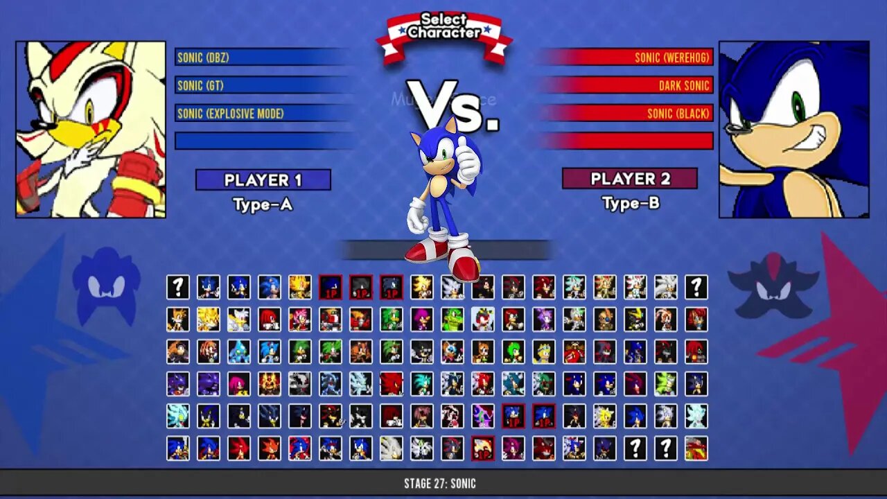 Sonic DBZ & Sonic GT & Sonic Explosive VS Werehog Sonic & Dark Sonic &Black SonicISonicBattleMUGENHD