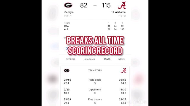 ALABAMA BREAKS GAME SCORING RECORD