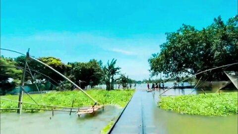 Train Journey through flooded track|Bangladesh|