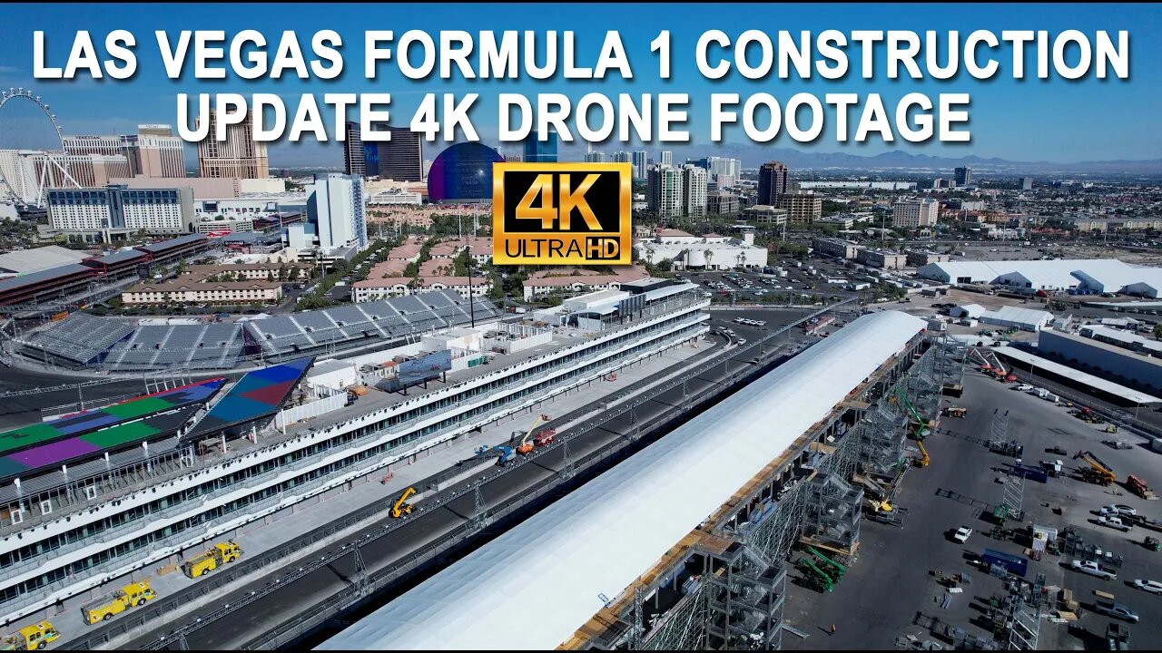 Las Vegas Formula 1 Construction Grandstand Update 4K Drone Footage