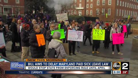 MD lawmaker pushing for delay on paid sick leave