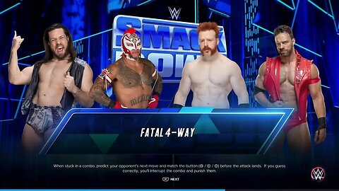 Smackdown Knight v Grimes v Mysterio v Sheamus in a WWE US Title Invitational Fatal Four Way Match