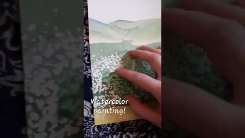 serene watercolor painting - A Field of Golden Flowers!