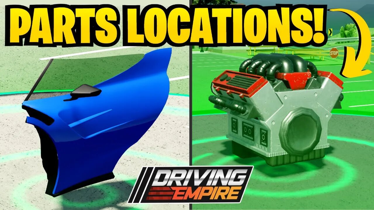 ALL PART LOCATIONS FOR DRIVING EMPIRE BUILD A CAR EVENT!