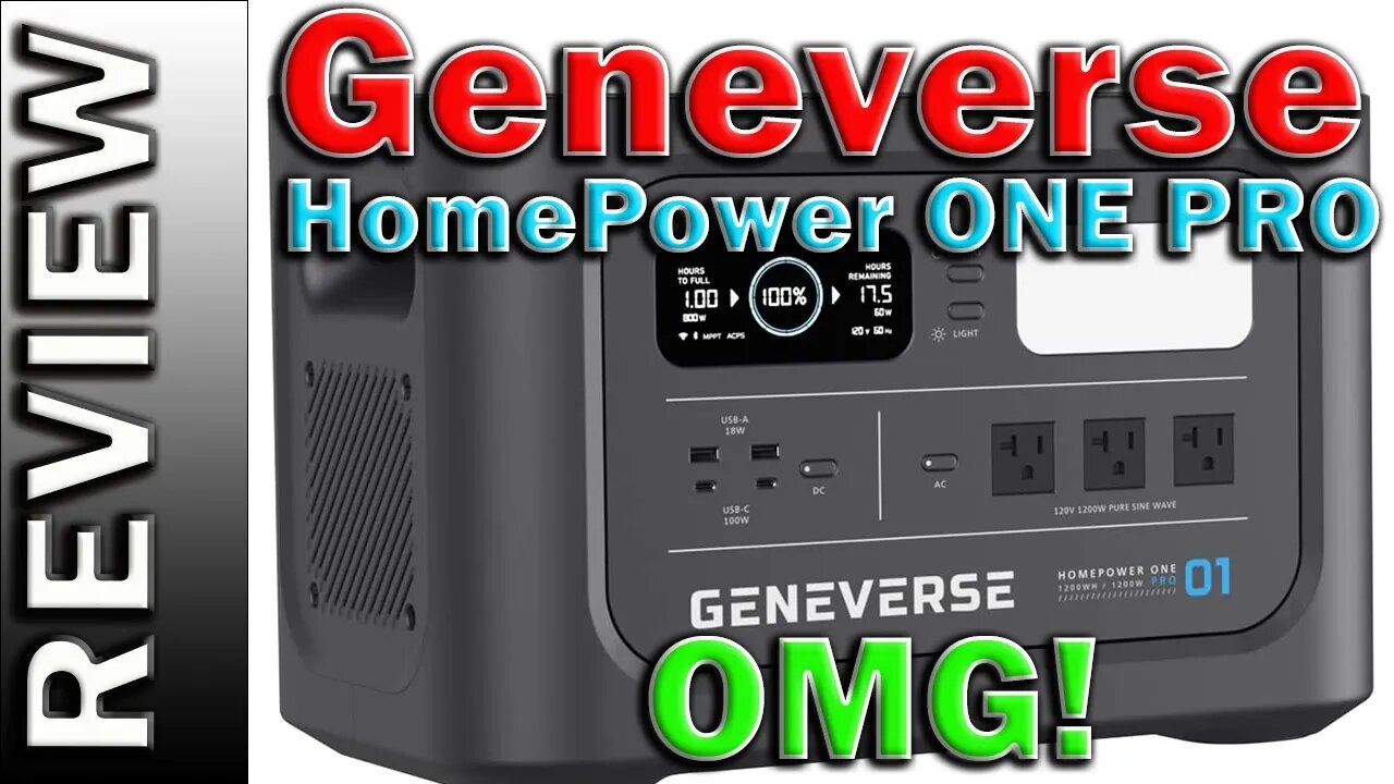 Geneverse Home Power ONE PRO 1200W Solar Powered Generator 1210Wh LiFePO4 Portable Power Station