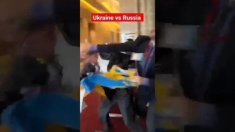 Ukraine fight Russian. Russian disrespected the Ukrainian flag.