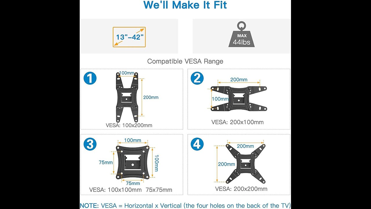 Full Motion TV Monitor Wall Mount Bracket