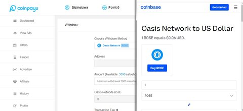 How To Get Free Oasis Network ROSE Cryptocurrency Paid To Click At Coinpayu And Instant Withdraw