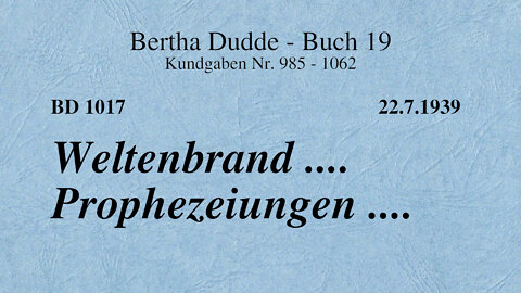 BD 1017 - WELTENBRAND .... PROPHEZEIUNGEN ....