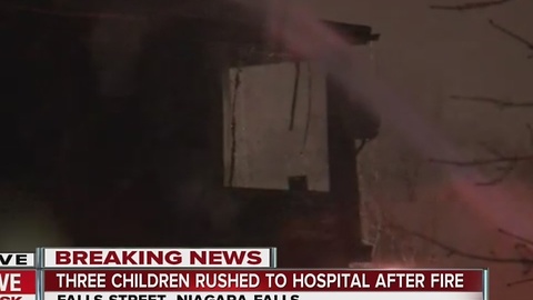 Three children rushed to hospital after fire