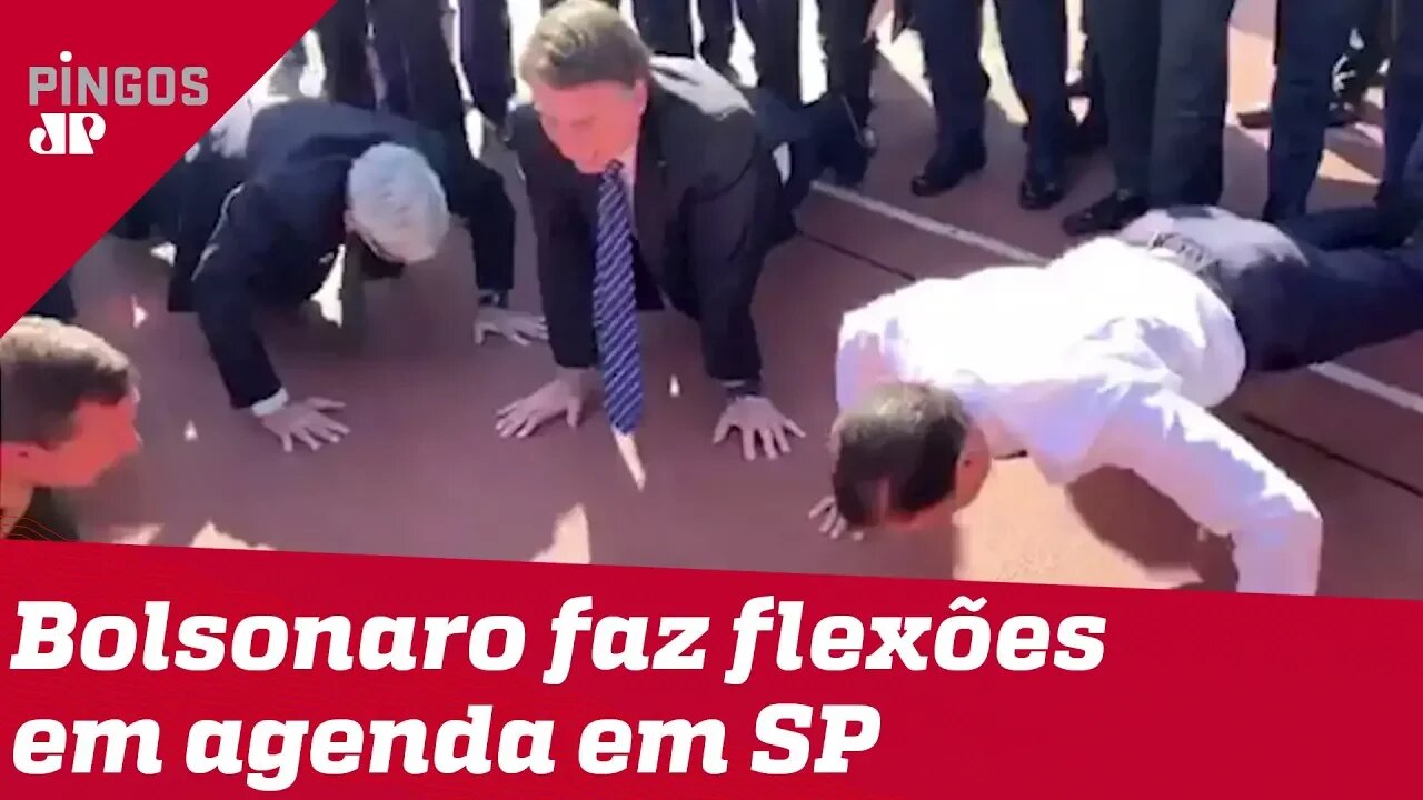 Bolsonaro, Heleno e Doria fazem flexões de braço