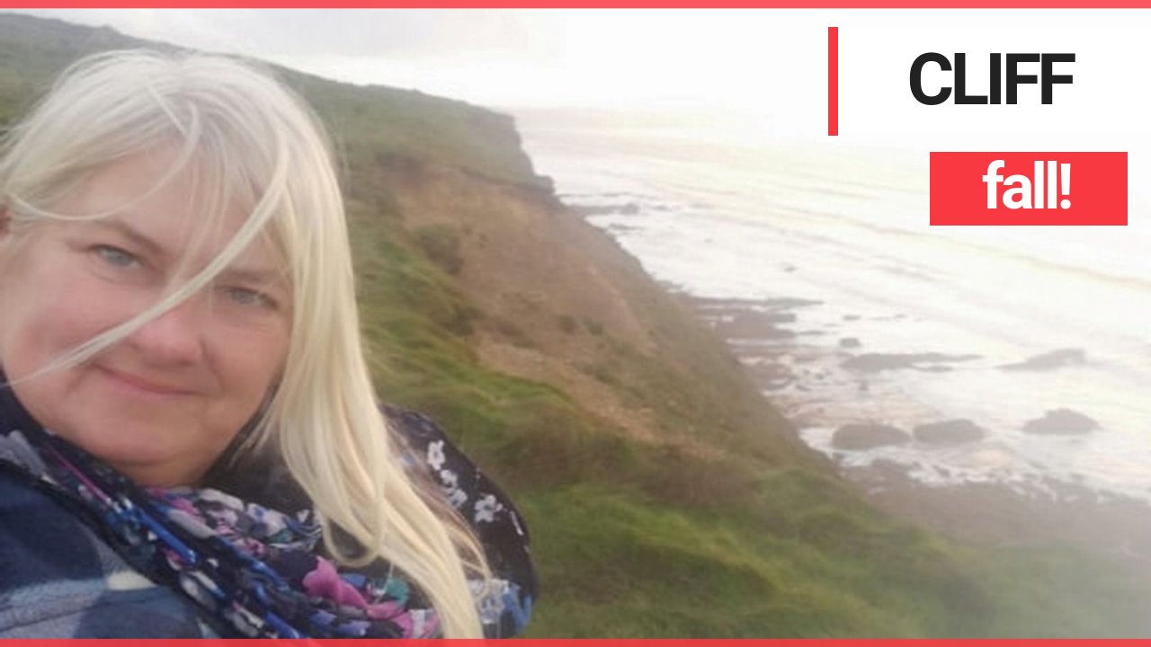 Terrifying footage shows moment cliff falls at popular beach