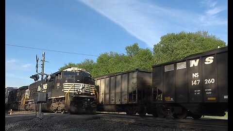 First a coal then an Intermodal flies past