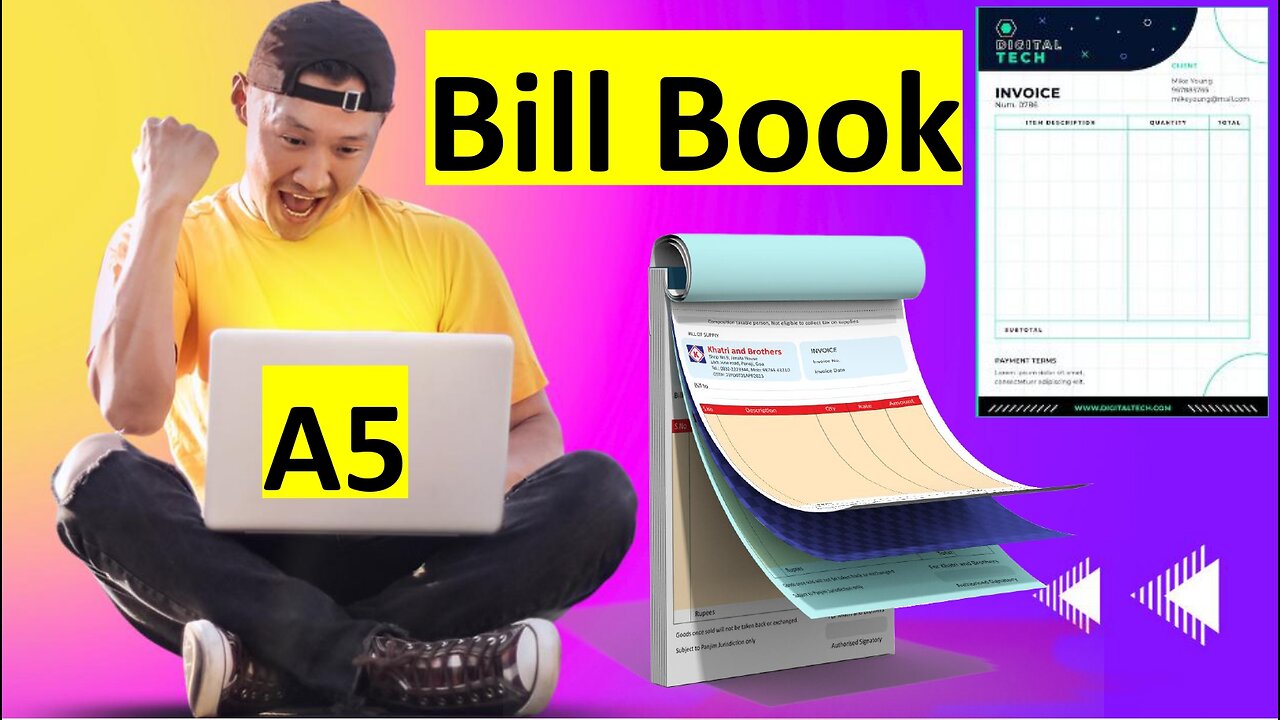 Make a bill book in A5 size|| how to crete a bill paper im ms word ||