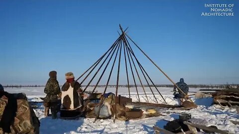 Warmest Tent on Earth Pitching in the Siberian Arctic Winter Ненецкая палатка чум $$$ 15