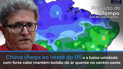 Chuva chega ao oeste do RS , forte calor mantém bolsão de ar quente no centro-oeste.