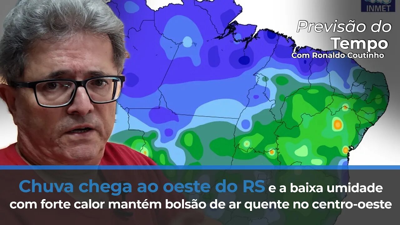 Chuva chega ao oeste do RS , forte calor mantém bolsão de ar quente no centro-oeste.
