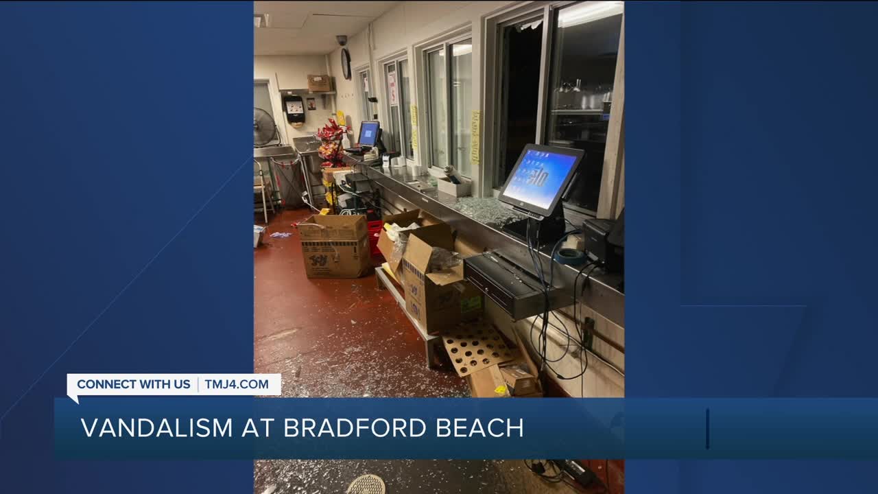 Vandalism at Moosa's on Bradford beach