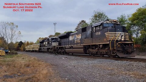 Norfolk Southern 92X Rock Train and NS-11Z on the Sunbury Line Hudson Pa. Oct. 17 2022 #railfanrob