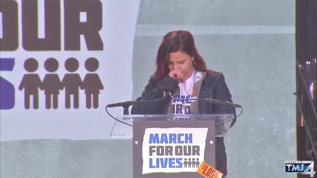 Florida shooting survivor throws up on stage, but rallies to finish March for Our Lives speech