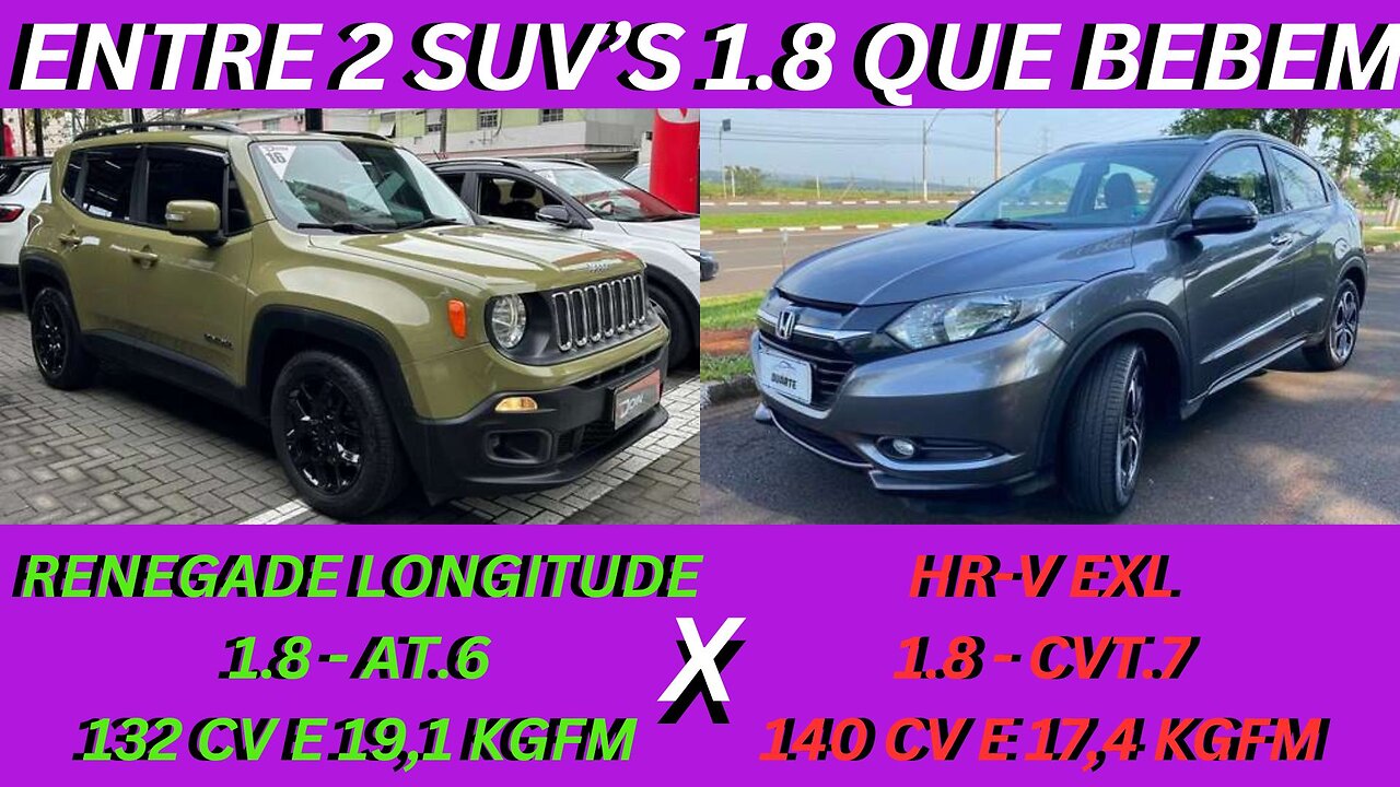 ENTRE 2 CARROS - JEEP RENEGADE X HONDA HR-V - COMPLETOS, CONFORTAVÉIS PORÉM O CONSUMO HUMMMM