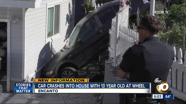 Car crashes into house with 13 year old at wheel