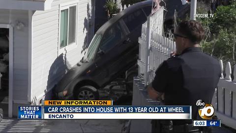 Car crashes into house with 13 year old at wheel