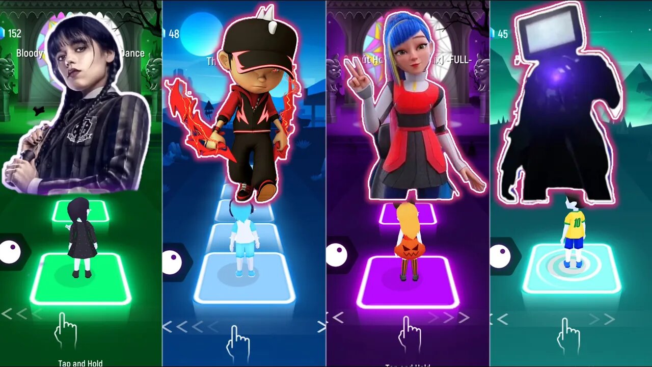 TV MAN VS BOBOIBOY VS WEDNESDAY VS ALICIA | Tiles Hop