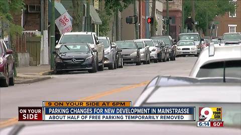 Construction cuts free Mainstrasse parking in half