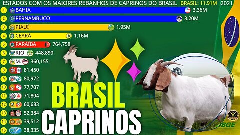 Estados Com os Maiores Rebanhos de Caprinos do Brasil (Bodes e Cabras)