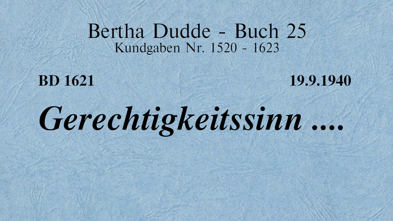 BD 1621 - GERECHTIGKEITSSINN ....