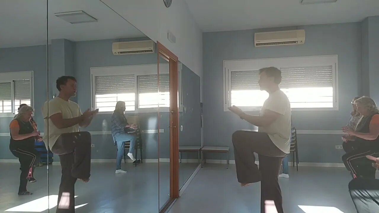 Clase de Tai chi Unidad, palmear la cabeza del caballo y repaso