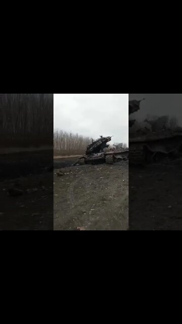Ukraine War - Kharkiv - wrecked Ukrainian Tank - T-64