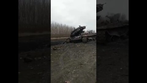 Ukraine War - Kharkiv - wrecked Ukrainian Tank - T-64