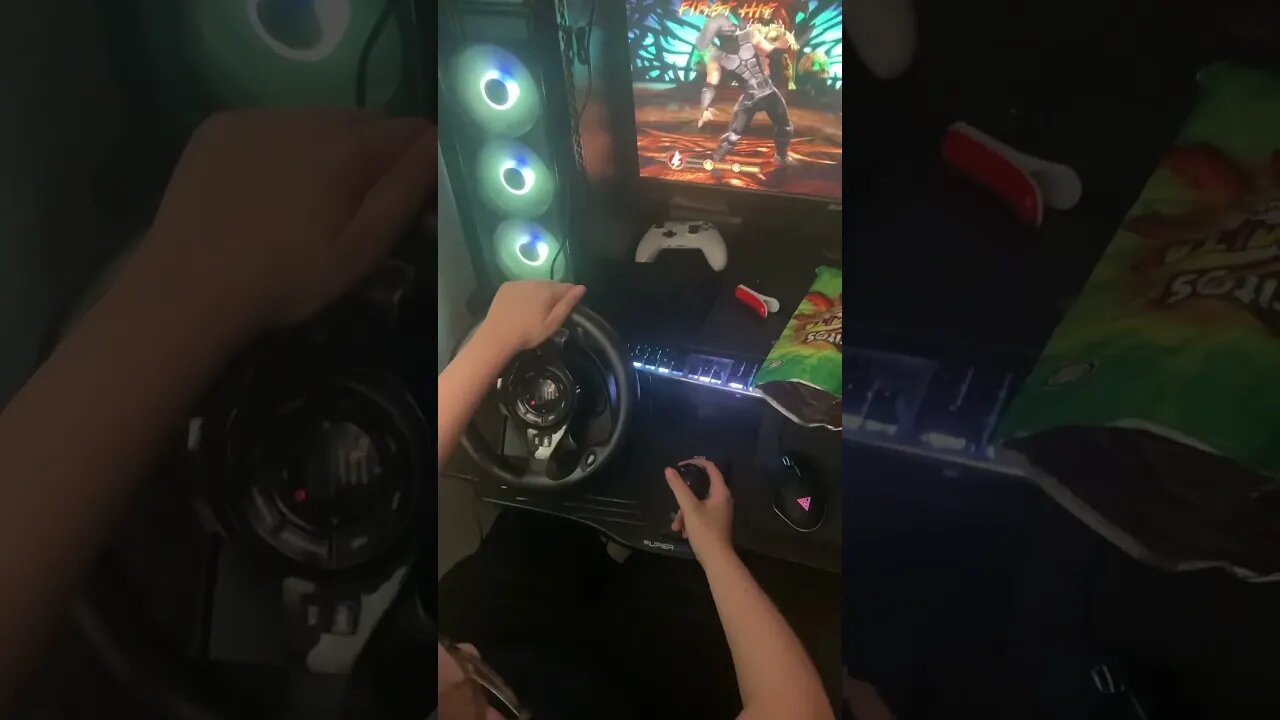 Playing Mortal Kombat With A Racing Wheel Set