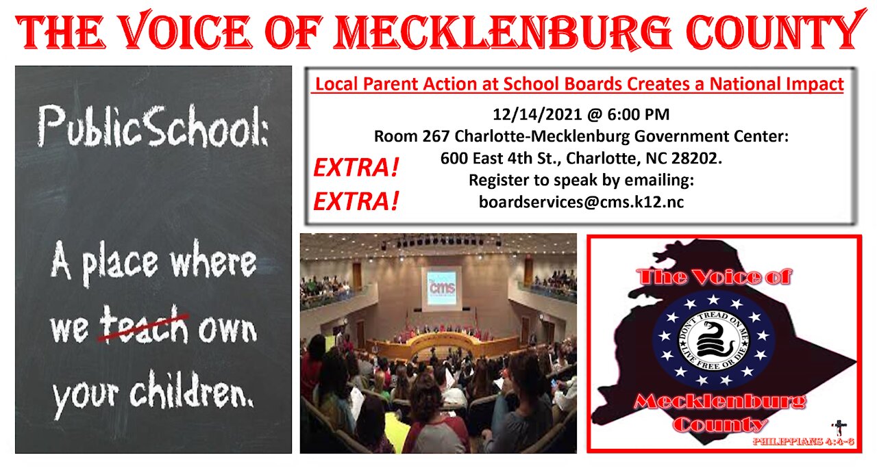 SAVE OUR CHILDREN: Attend the Next CMS Board Meeting on 12/14/2021.