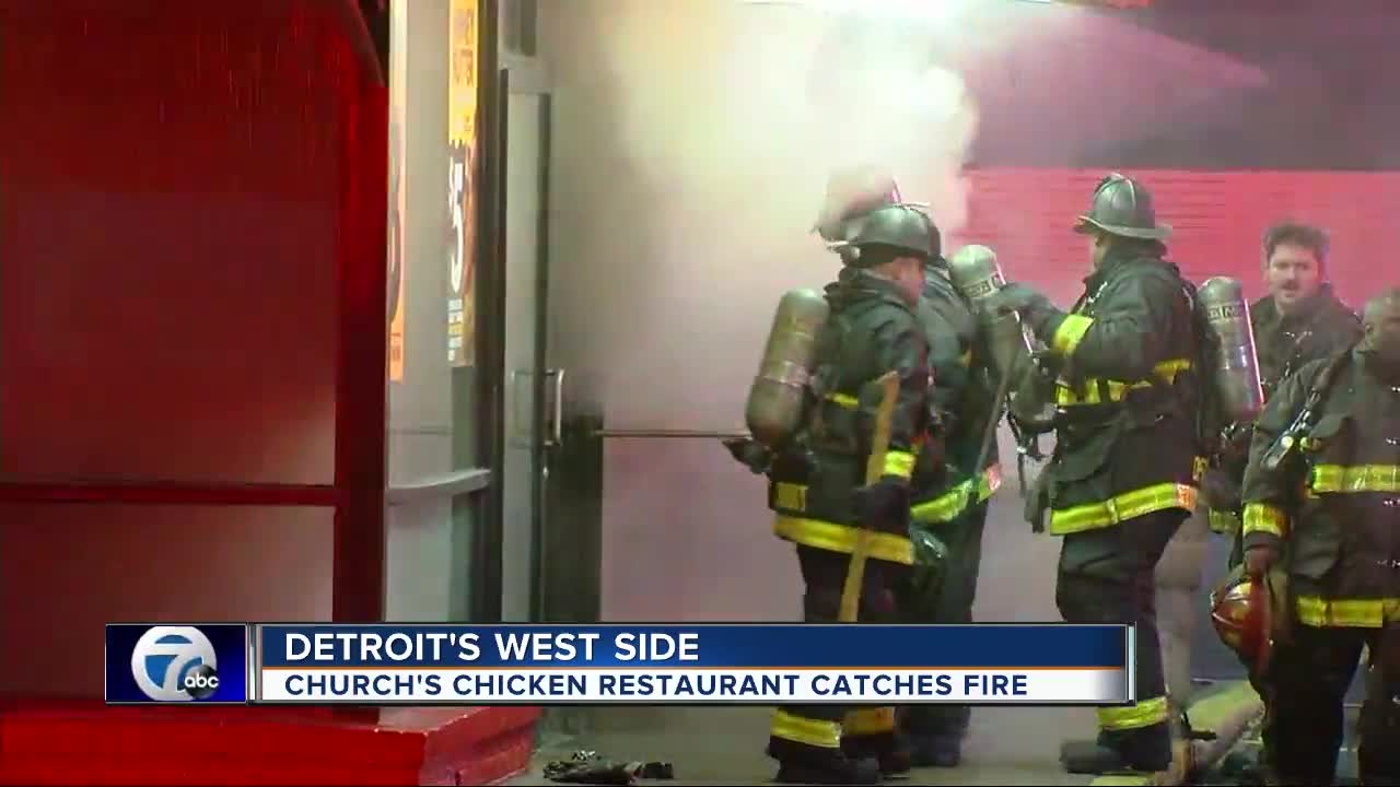 Church's Chicken restaurant catches fire on Detroit's west side