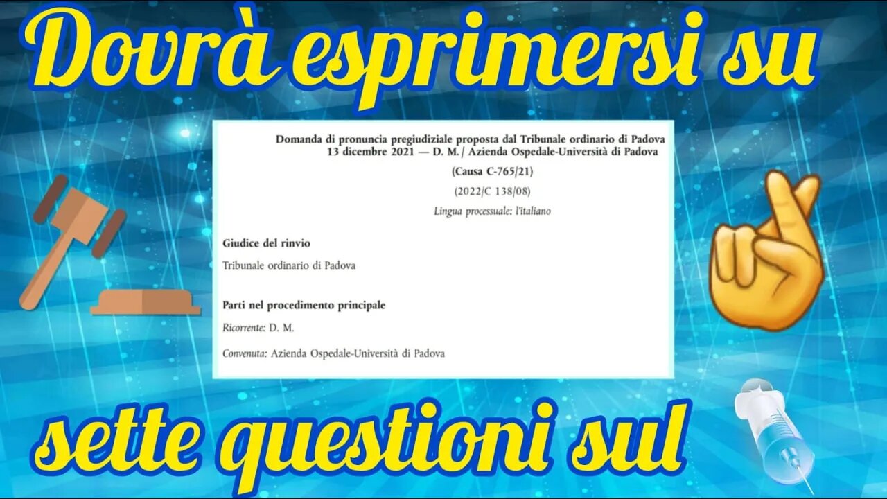 Il 18 Gennaio 2023 la Corte di Giustizia europea deciderà sull'obbligo...!