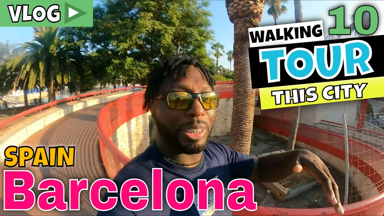 WALKING TOUR BARCELONA SPAIN - Barcelona Port Vell || Walk Rambla de Mar and the Floating Bridge Barcelona vlogs