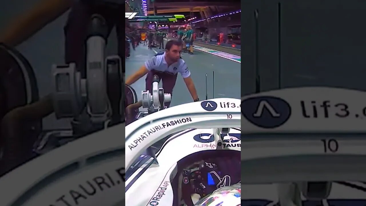 Gasly's car on fire in the pitlane #shorts