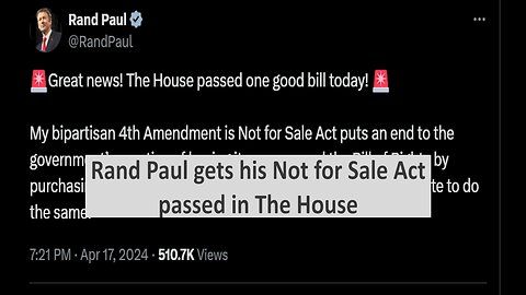 Rand Paul Not for Sale Act passed The House
