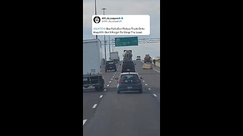 Box Falls Out Pickup Truck On Highway