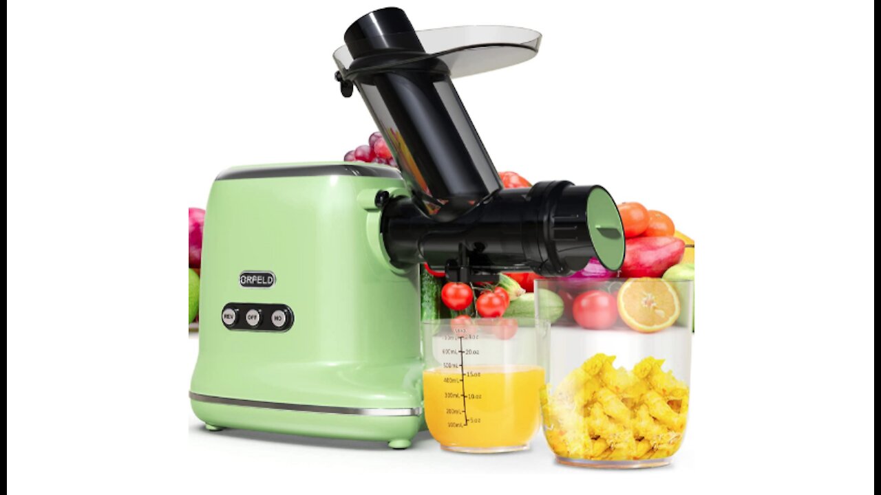 Juicer Machines, ORFELD Cold Press Juicer with 90% Juice Yield & Purest Juice, Easy Cleaning