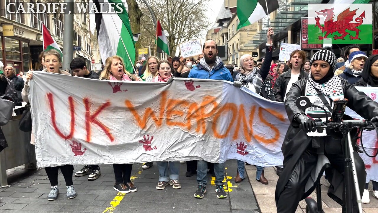 March Pro-Palestinian Protesters The Hayes Street Cardiff