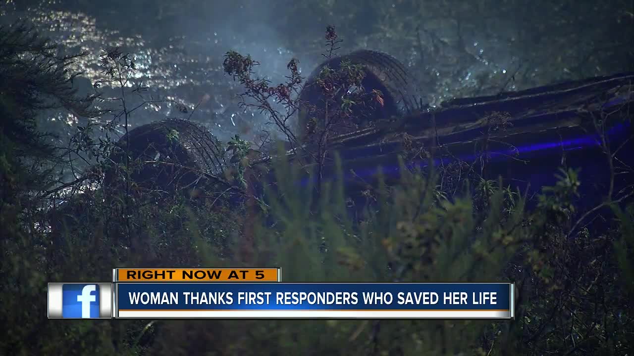 Woman reunites with first responders, thanks them for rescuing her from SUV in water-filled ditch