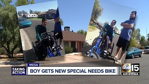 Boy gets new special needs bike